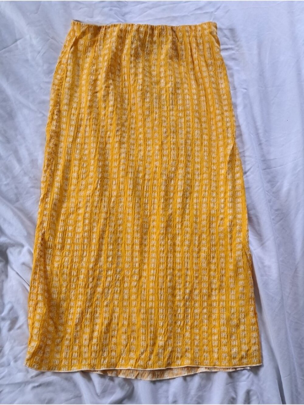 Urban Outfitters y2k Yellow Butterfly Print Textured Crinkle Gauze Midi Skirt